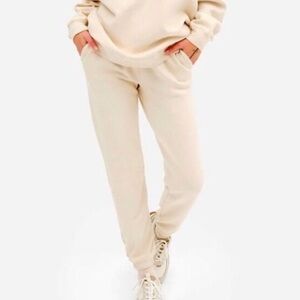 Mate the Label Cream Organic Cotton Blend Terry Joggers
